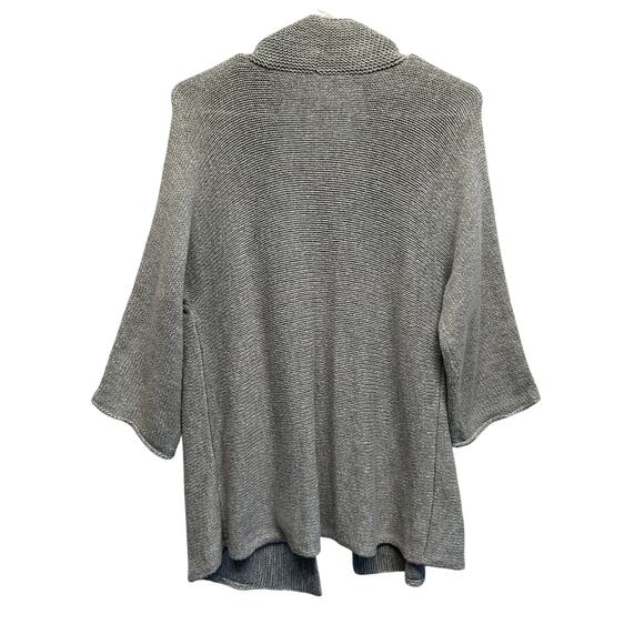 Eileen Fisher 100% Cotton Open Front Cardigan Light Gray Knit Sweater M - Picture 6 of 8